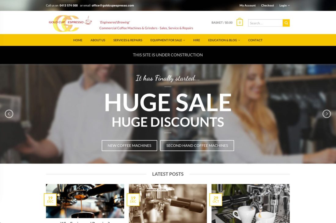 Gold Cup Espresso website screenshot
