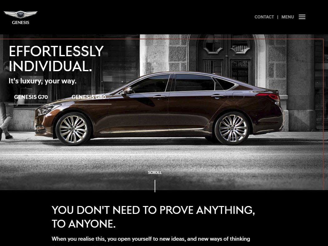 Hyundai Genesis Motors website screenshot