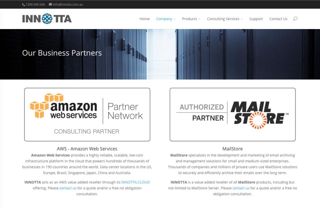 Innotta website screenshot