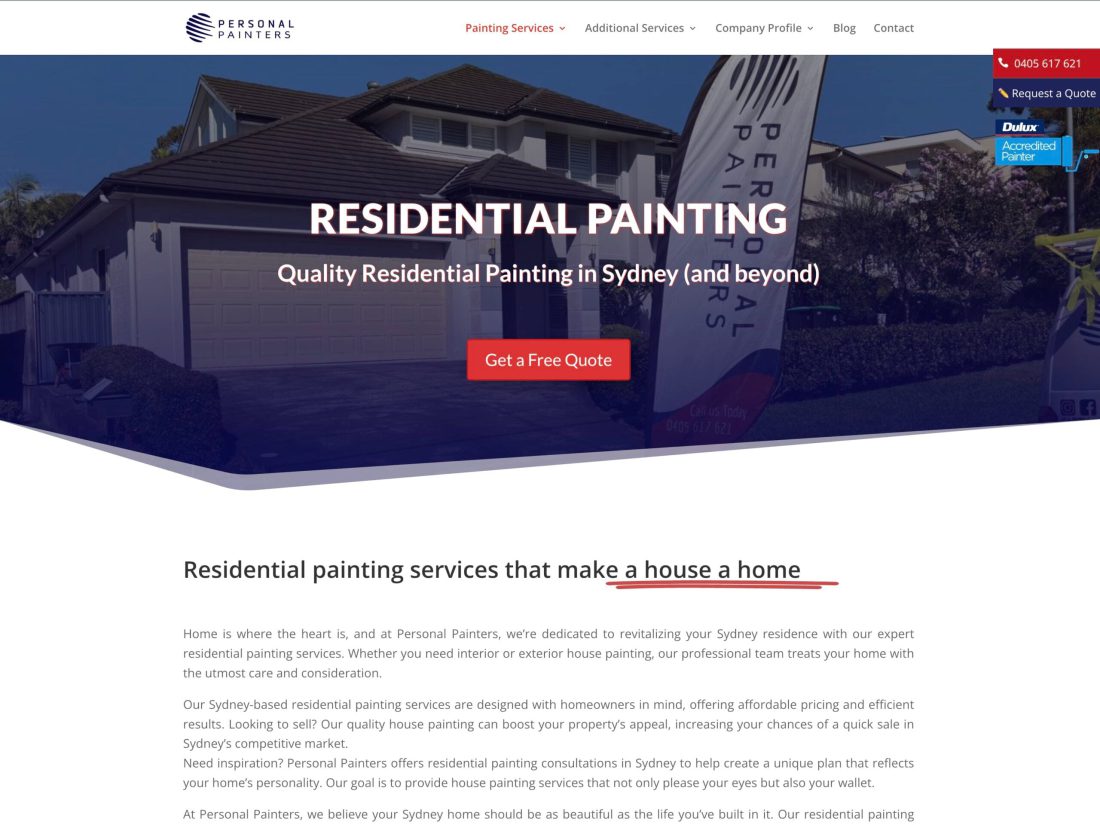Personal Painters website screenshot