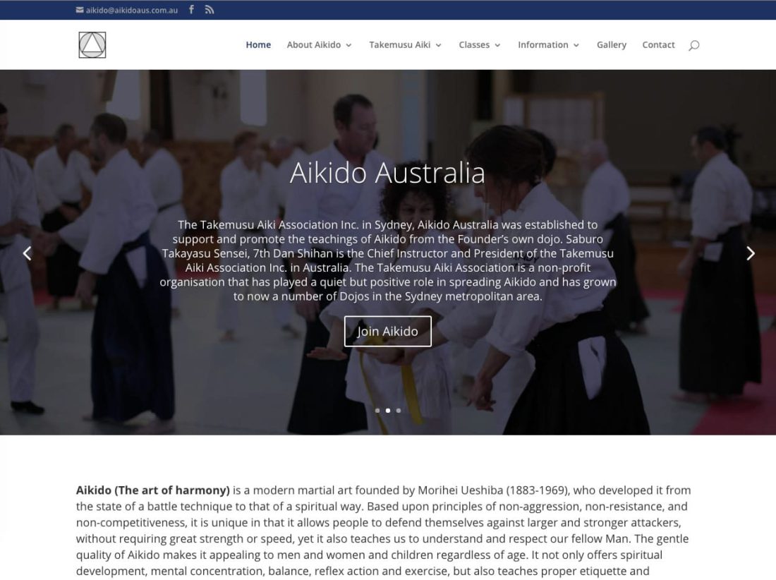 Takemusu Aiki Australia website screenshot