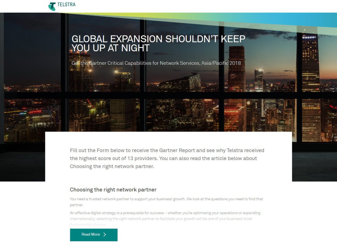 Telstra website screenshot